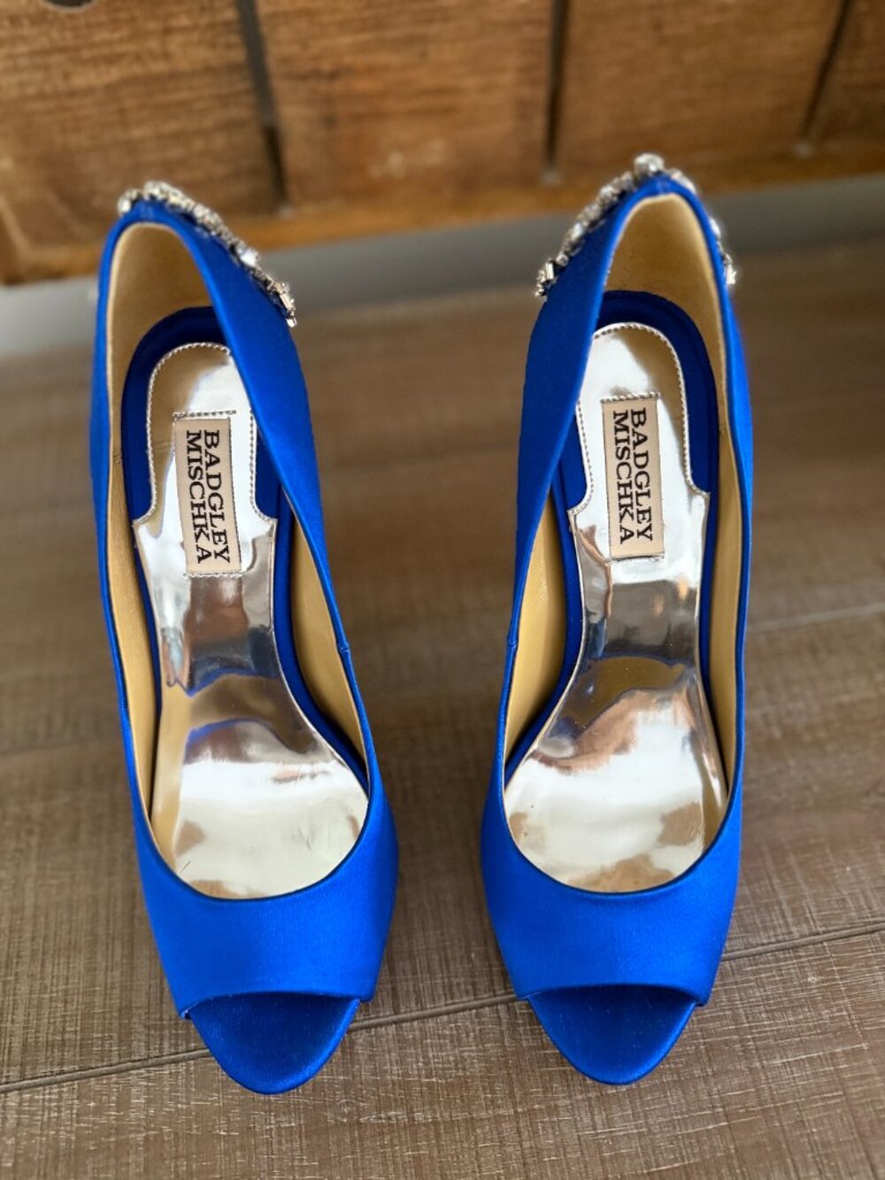 Badgley Mischka Kiara Royal Blue Jeweled Heels  7 1/2